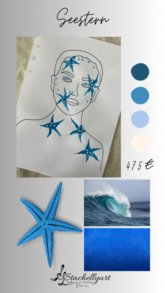Bodypainting Stachellyart - Skizzenkatalog, Skizze Seestern