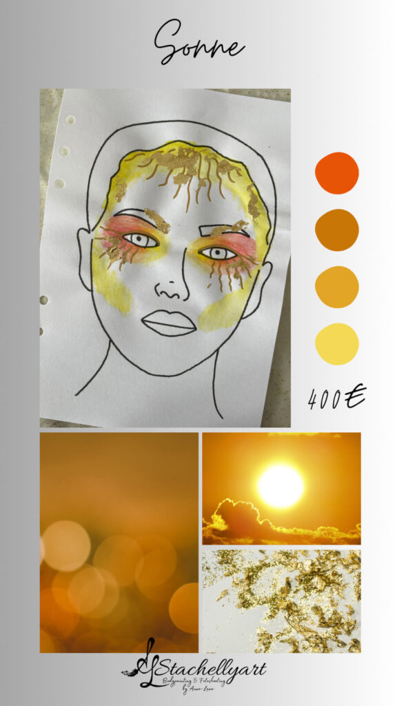 Bodypainting Stachellyart - Skizzenkatalog, Skizze Sonne