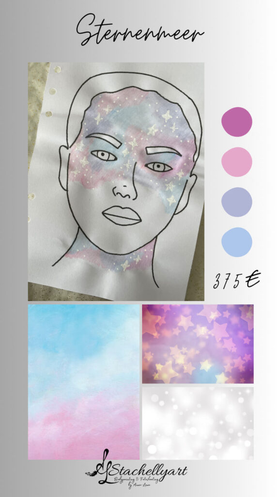 Bodypainting Stachellyart - Skizzenkatalog, Skizze Sternenmeer