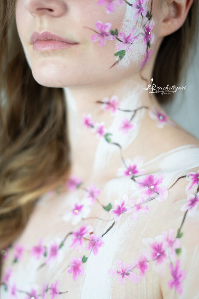 Kirschblüten Bodypainting Details
